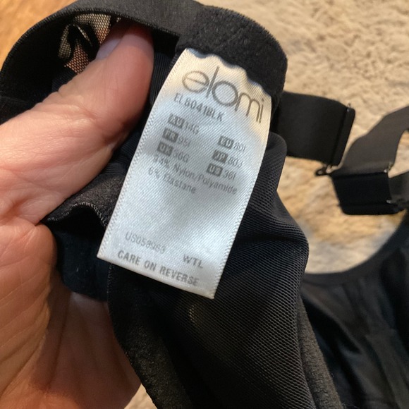 Elomi Energise‎ Black Full Cup Support Sports Bra Plus Size 36I - Picture 8 of 9